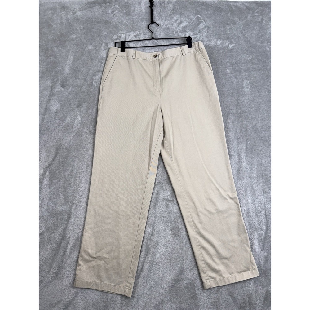 LL Bean Pants Women 14 Beige Khaki Original Fit Tapered Pleated Career‎ Casual - Picture 4 of 13